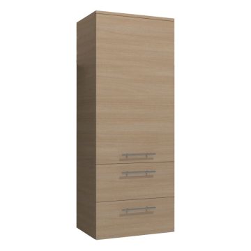 Badea Mittelschrank 50 cm, 1 Tür, 2 Auszüge, 2 Glaseinlegeböden, Abdeckplatte