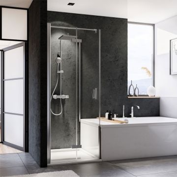 Breuer Panorama Duschtür mit Seitenwand - 90 x 90 cm Drehfalttür