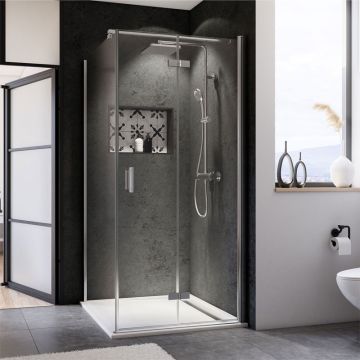 Breuer Panorama Duschtür mit Seitenwand - 100 x 100 cm Drehfalttür