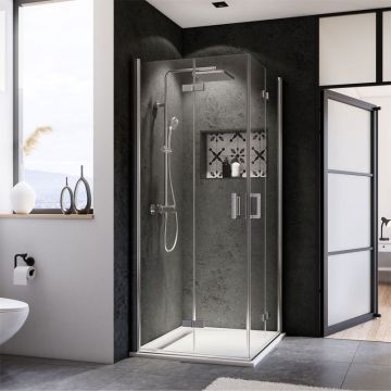 Breuer Panorama Dusche mit Eckeinstieg - 2 Drehfalttüren 100 x 100 cm