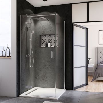 Breuer Panorama Duschtür mit Seitenwand - 100 x 100 cm Drehtür