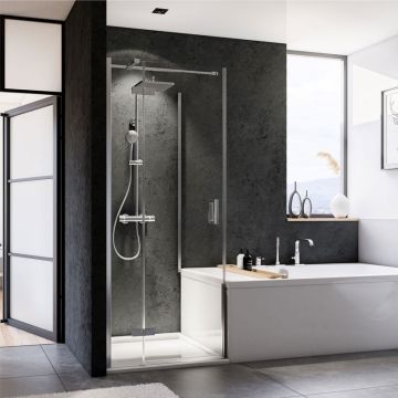 Breuer Panorama Duschtür mit verk. Seitenwand - 80 x 80 cm Drehtür
