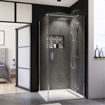Breuer Panorama Duschtür mit Seitenwand - 100 x 100 cm Drehtür