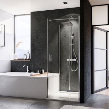 Breuer Panorama Duschtür mit verk. Seitenwand - 80 x 80 cm Drehtür