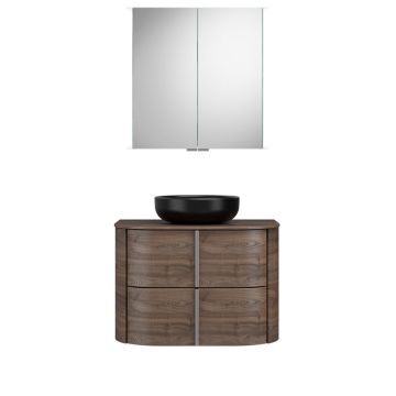 Burgbad Lavo 2.0 Badmöbel Set 16 - 72 cm, Spiegelschrank, Keramik-Aufsatzbecken