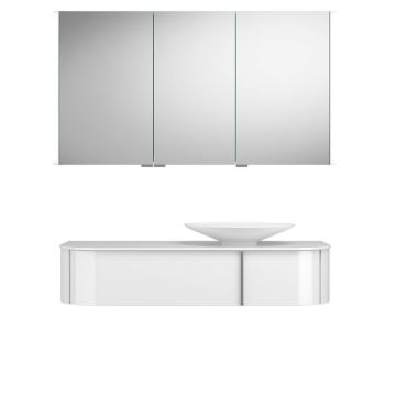 Burgbad Lavo 2.0 Badmöbel Set 56 - 122 cm, Spiegelschrank, Mineralguss-Aufsatzbe