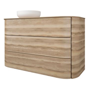 Burgbad Lavo 2.0 Keramik-Aufsatzbecken, Konsolenplatte mit Unterschrank