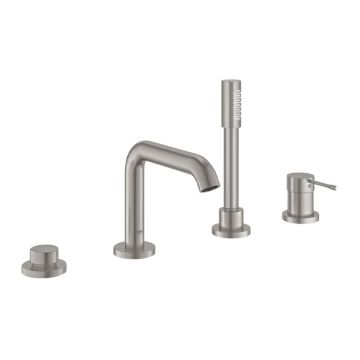 Grohe Essence Wannenrandarmatur 4-Loch mit Handbrause supersteel