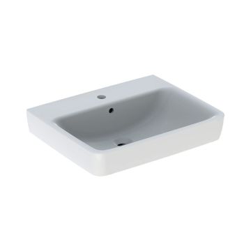 Geberit Renova Plan Aufsatz-Waschtisch Hahnloch, Überlauf, weiß