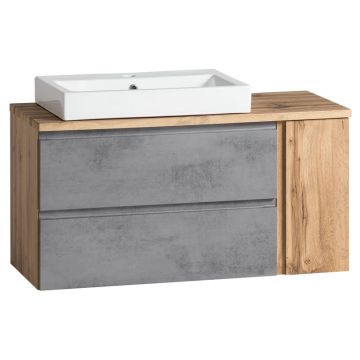 Held Möbel Empoli Waschtisch mit Unterschrank - 80 cm, Keramik-Aufsatzbecken lin