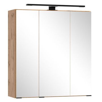 Held Möbel Ashton Spiegelschrank - 60 cm, 3 Spiegeltüren, 6 Glaseinlegeböden