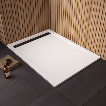 HSK Duschwanne Rechteck-Duschwanne 90x120, superflach, Acryl, schwarze Rinne