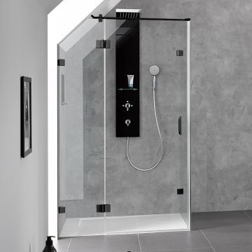 HSK Aperto Pur pendelbare Drehtür an Festelement mit Seitenwand