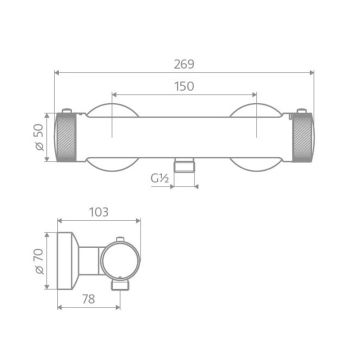 HSK Shower und Co Duscharmatur / Aufputz-Thermostat AquaXPro Rund, Skizze