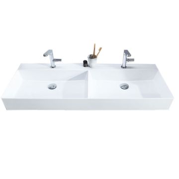 Laguna Platino 2.0 Aufsatzwaschtisch / Keramik Squared - Doppelwaschtisch 122 cm