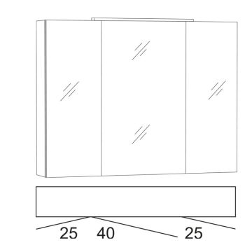 Marlin 3040city Spiegelschrank - 90 cm Skizze