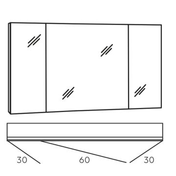 Marlin Bad 3980 Spiegelschrank - 120 cm Skizze