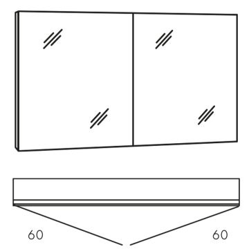 Marlin Bad 3980 Spiegelschrank - 120 cm Skizze