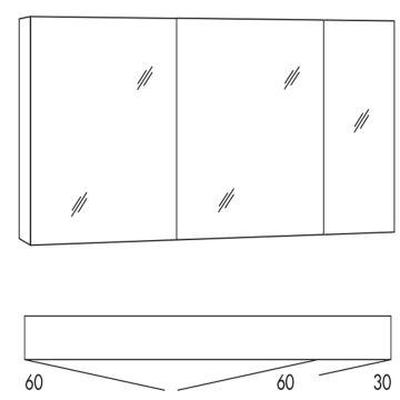 Marlin Bad 3980 Spiegelschrank - 150 cm Skizze