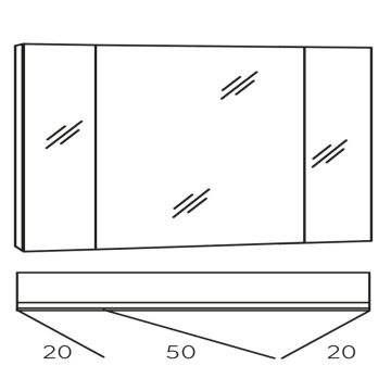 Marlin Bad 3980 Spiegelschrank - 90 cm Skizze