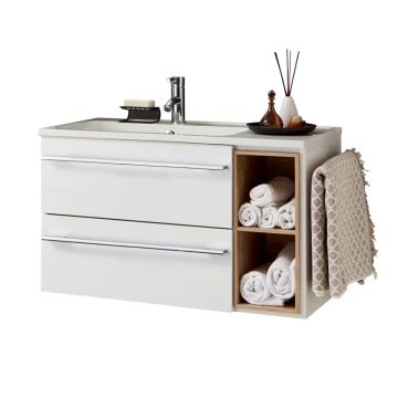 Marlin Bad 3250 Waschtisch mit Unterschrank 80 cm Regal rechts