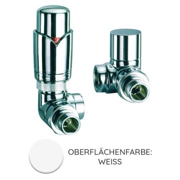 Nordholm Design-Armaturen Set, Weiß, Winkel-Eck, Thermostat im Vorlauf rechts