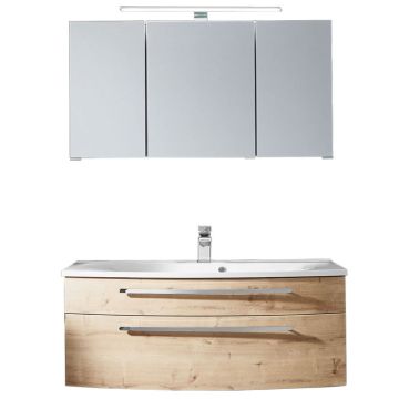 Puris Speed Badmöbel Set - 102 cm - Spiegelschrank, Mineralguss oder Keramik WT