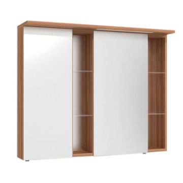 Puris Linea Spiegelschrank - 100 cm, 2 Türen, 2 verspieglte Regale links