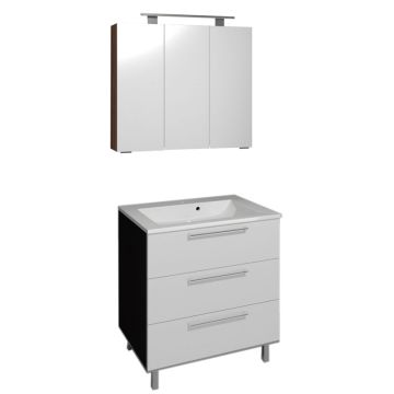 Puris Quada Badmöbel Set 1-2  -72 cm, Spiegelschrank Aufsatzleuchte