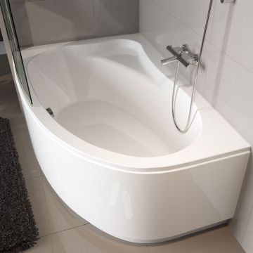 Riho Raumspar-Badewanne Aryl Rechts - Acryl - 153,5 x 100,5 cm, Weiß