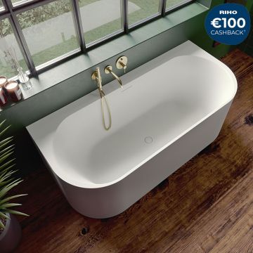 Riho Freistehende Badewanne ValorBACK2WALL - Solid Surface - 180 / 80, weiß matt