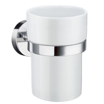 Smedbo HOME Zahnputzbecher - Verchromt, Porzellan
