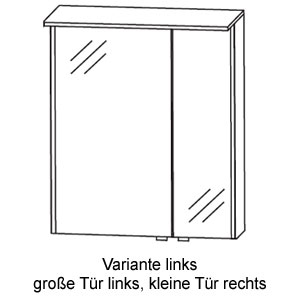 Ausführung Spiegelschrank: große Spiegeltür links