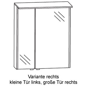 Ausführung Spiegelschrank: große Spiegeltür rechts