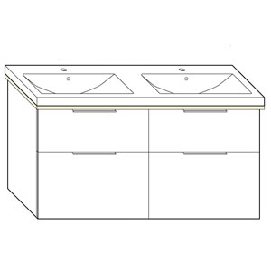 Ausführung Waschtisch mit Unterschrank: 123 cm, aus Keramik, inkl. Waschtisch-Beleuchtung