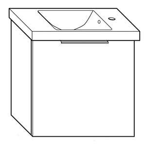 Ausführung Waschtisch mit Unterschrank: 53 cm, aus Keramik