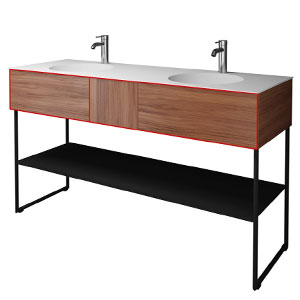 Ausführung Waschtischunterschrank: Front zweiteilig und verbunden Rechts