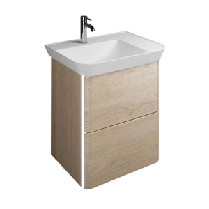 Ausführung Waschtisch mit Unterschrank: Mulde links, mit LED-Griffleistenbeleuchtung