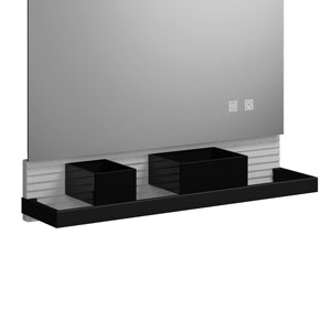 Ausführung Flächenspiegel: Metallreling und Boxen Schwarz