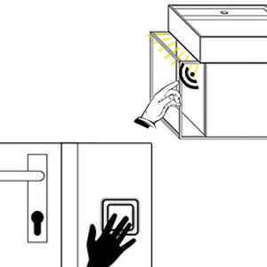 Waschtischunterschrank-Beleuchtung: Raumschaltung und Touch-Schalter