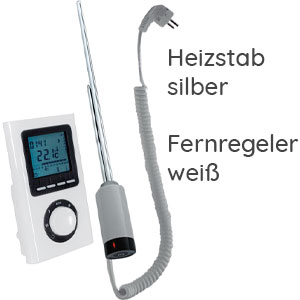 Heizstab: 4 - IPX5, mit Fernregler, Frostwächter, silber, 600W