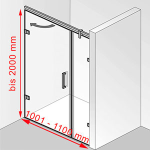 Breite / Höhe: 1001 - 1100 mm / bis 2000 mm