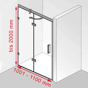 Breite / Höhe: 1001 - 1100 mm / bis 2000 mm