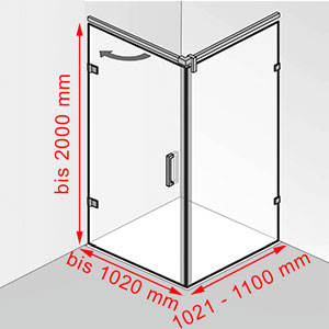 Tiefe / Höhe: 1021 - 1100 mm / bis 2000 mm