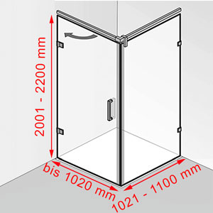 Tiefe / Höhe: 1021 - 1100 mm / 2001 - 2200 mm