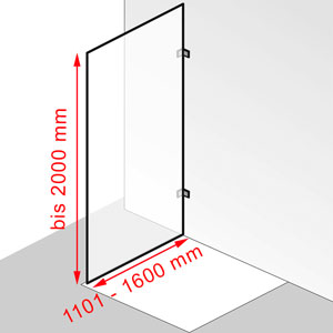 Breite / Höhe: 1101 - 1600 mm / bis 2000 mm