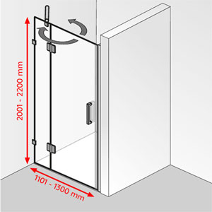 Breite / Höhe: 1101 - 1300 mm / 2001 - 2200 mm