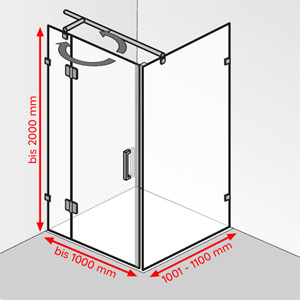 Breite / Tiefe / Höhe: bis 1000 mm / 1001 - 1100 mm / bis 2000 mm