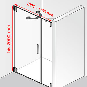 Breite / Höhe: 1001 - 1100 mm / bis 2000 mm