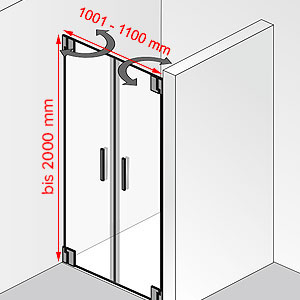 Breite / Höhe: 1001 - 1100 mm / bis 2000 mm